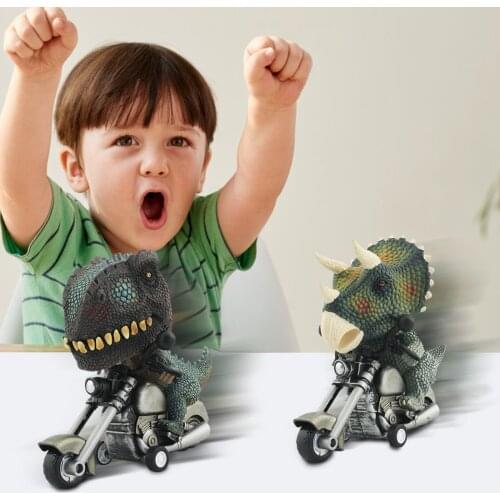 Dinosaur Toy Cars Friction Powered Motorcycle Game T-Rex and Triceratops Monster Dino Toys for Boys Age Boys Girls Birthday Gift
