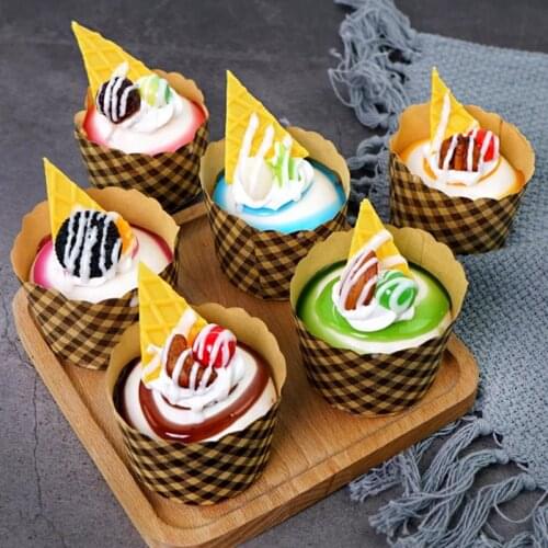 6pcs Realistic Artificial Simulation Cake Ice Cream Dessert Bakery Window Food Display Photo Prop Home Decoration