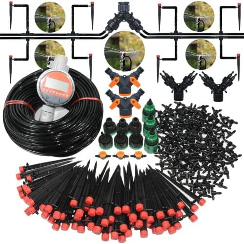 KESLA Garden Drip Irrigation System Adjustable Sprinkler Drippers 1/4'' Hose Ball Valve Timer Watering Flowers Lawn Greenhouse