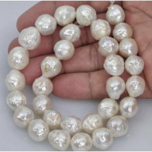 Classic 11-14 mm baroque white pearl necklace 18inch 36"