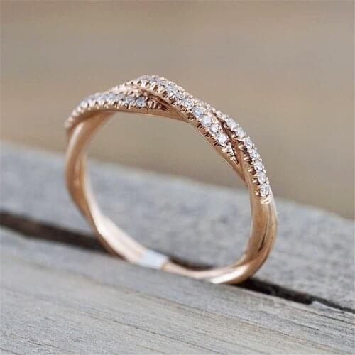Ring for Woman Fashion Rose Gold Color Ring Twist Vintage Cubic Zircon Wedding Ring Engagement Ring Girls Gift Surprise Gift