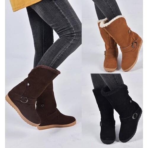 Cheap Women riding ankle boots winter warm plush fashion black Nude shoes Casual Handmade boots Increase within 7cm