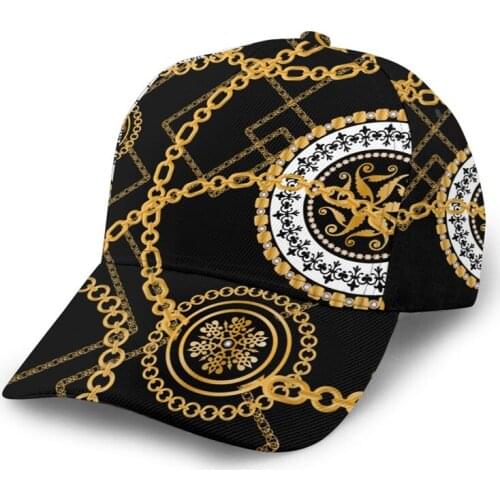 Noisydesigns Wholesale Golden Flower Pattern Baseball Cap For Women Men Cap Snapback Hip Hop Hat Fitted Trucker Black Hat Summer