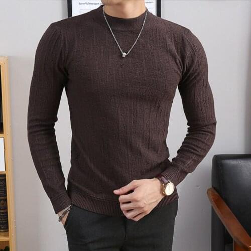 2021 AutumnQuality New Korean Fashion Mens Sweater Street Wear Casual Slim Long-Sleeved Knitted Pullover Thick O-Neck in Winter