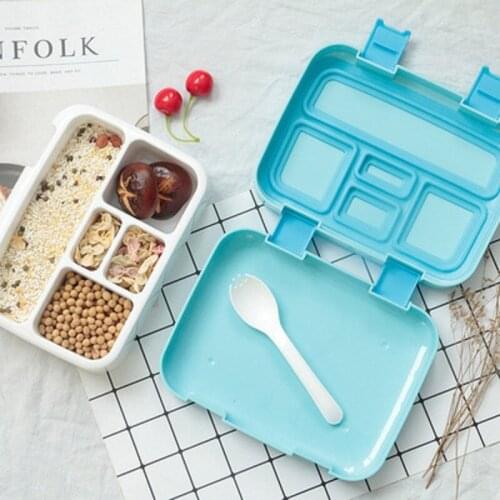 New 4/5 Grid Portable Lunch Box Safe and Environmentally Friendly Plastic Material Leak Proof Childrens School Picnic Lunch Box