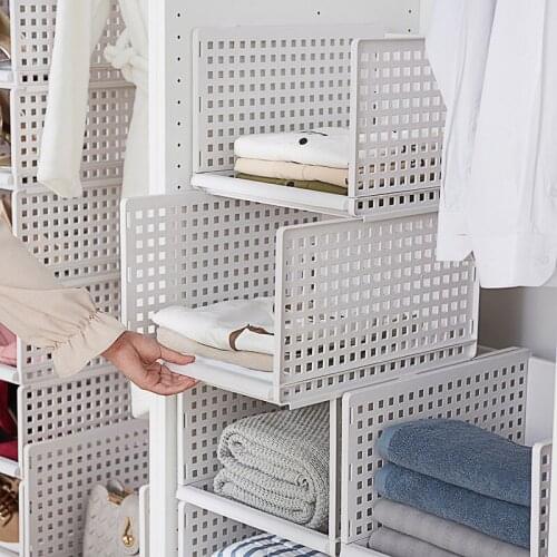 Drawer Closet Organizer Layered Wardrobe Stackable Clothing Foldable Cabinet Partition Storage Rack Sundries Shelf Storage Box