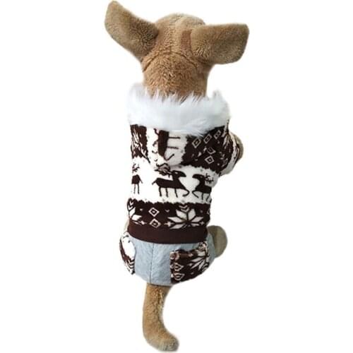 Christmas Thicken Padded Dog Coat Pet Snowflake Elk Printed Jumpsuit Dog Clothes Winter Warm Comfortable Hoodies Pet Supplies