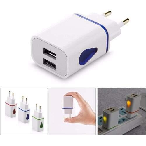 USB Wall Charger Dual Port 5V 2A Adapter Output Travel Plug Power Adapter Universal Compatible USB For Phone/Tablet EU US Plug