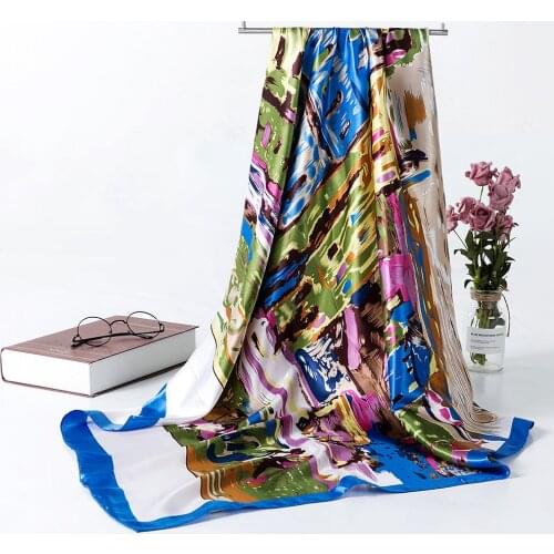 Van Gogh Paintings Silk Scarf Woman Satin Square Scaves Fashion Muslim travel head scarf Hair scarfs S9A9141