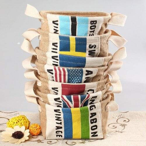 1 PCS Folding Storage Bag 12*17*13cm/4.7*6.7*5.1'' Cotton&Linen For Clothes With Handles