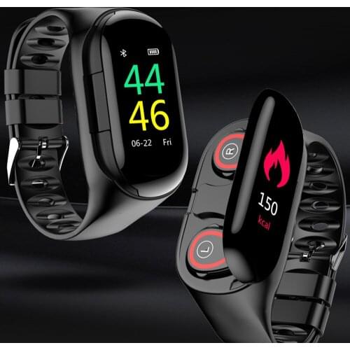Newest 2 In 1 M1 AI Smart Watch With Bluetooth Earphone Heart Rate Monitor Smart Wristband Long Time Standby Sport Watch