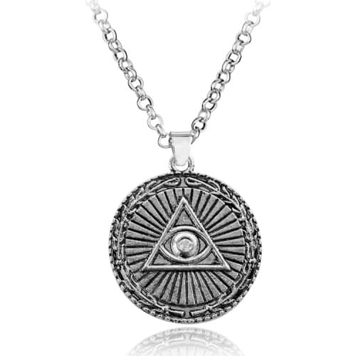 Steampunk Pendant Illuminati Masonic Mason Free Satanism Necklace doctor gift womens mens vintage Sweater Necklace 1pcs