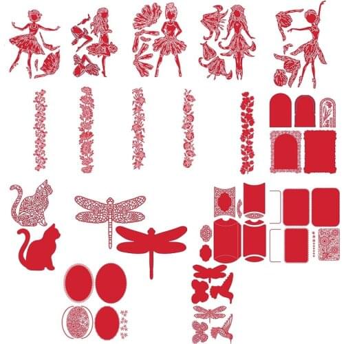 Dancing Girls Frames Flowers Metal Cutting Die Stencils for DIY Scrapbooking album Decorative Paper Cards Albums