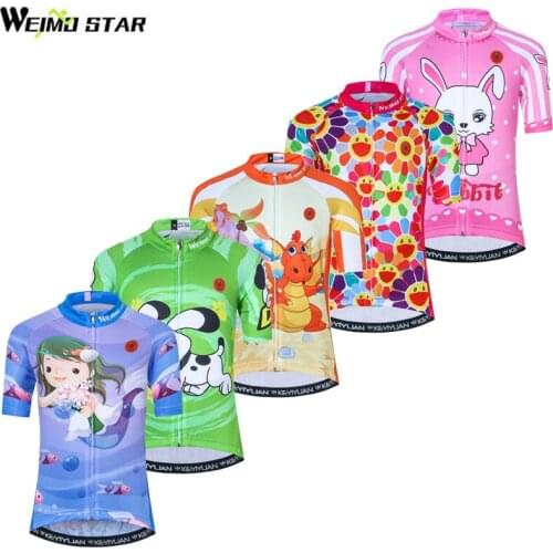 Weimostar Children Short Sleeve Cycling Jersey Ropa Ciclismo Kids Cycling Clothing Tops Boys Girls Bicycle Bike Jersey Shirts