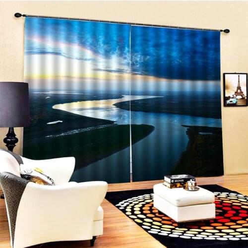 Custom blue sky water curtains 3D Window Curtains Living Room wedding bedroom 3d stereoscopic curtain