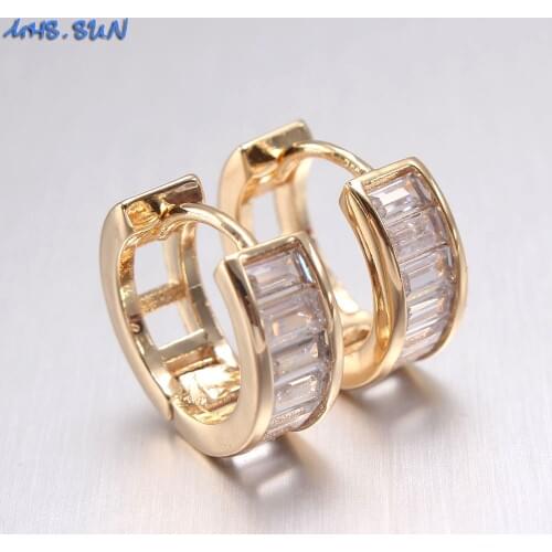 MHS.SUN South American style women luxury zircon jewelry earrings gold color trendy hoop earrings for wedding party gift 1pair