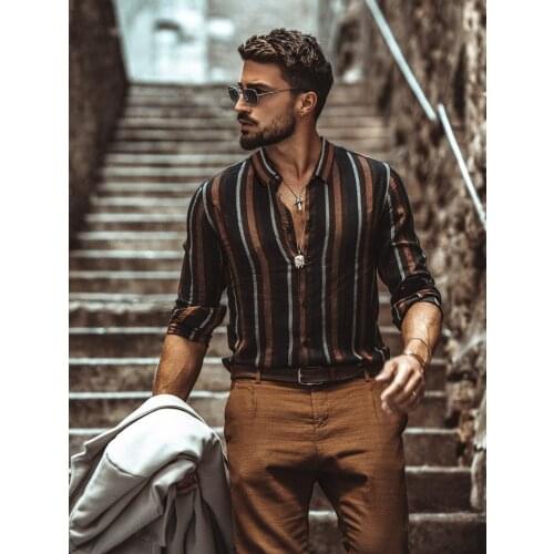 ZOGAA Men's Striped Shirts