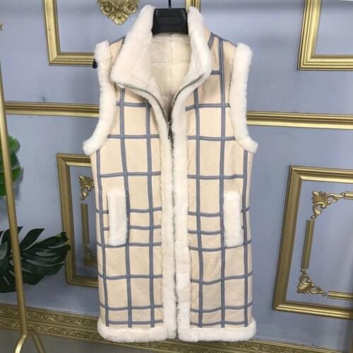 2020 New Women Mid-Long Waistcoat Natural Sheepskin Sleeveless Coat Vest Warm Fashion Fast Shipping