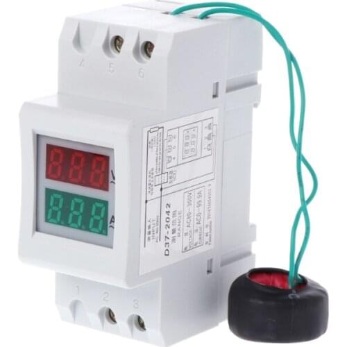 2P 36mm Din Rail Dual LED Voltage Current Meter Voltmeter Ammeter AC 80-300V 250-450V 0-100A