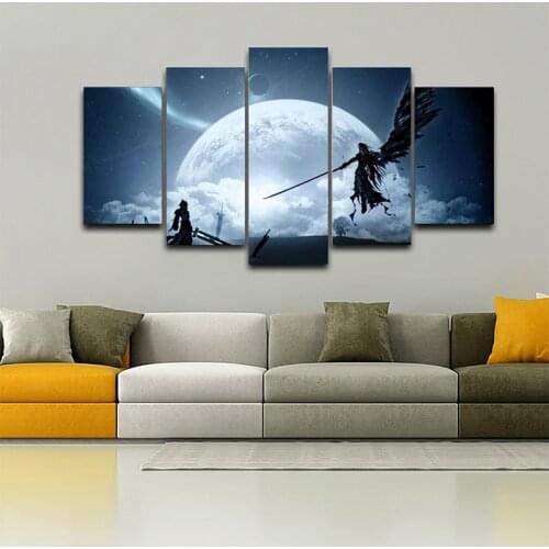 5PCS Canvas Wall Art Picture Home Decoration Final Fantasy Game Anime Character Scene HD Printing Poster Accessories Frameless