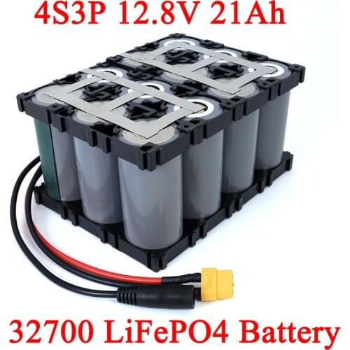32700 Lifepo4 Battery Pack 4S3P 12.8V 21Ah with 4S 20A Maximum 60A Balanced BMS for Electric Boat Uninterrupted Power Supply 12V