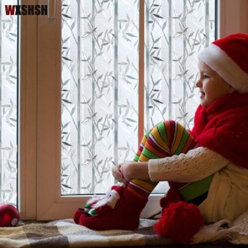 Bamboo Glass Film Static Cling No Glue Privacy Protection Explosion-Proof Multi-Size Removable Reusable Home Office Decoration