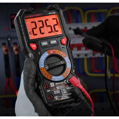 Habotest Digital Multimeter NCV Voltage Capacitance Frequency Transistor Tester 1000V AC DC Ohm True RMS Multi Meter HT118C