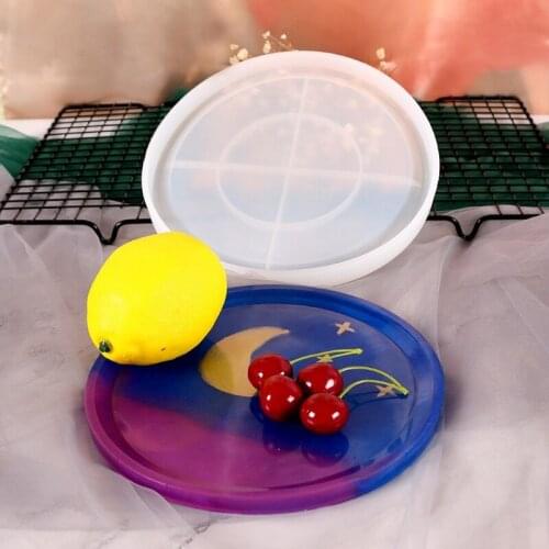 Large Round Resin Coaster Molds DIY Silicone Tray Fruit Tea Cup Mat Geode Agate Platter Dish Epoxy Resin Mold Craft Tool