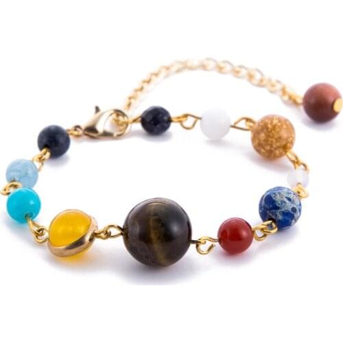 2018 new arrival galaxys solar system natural stone beads bracelet