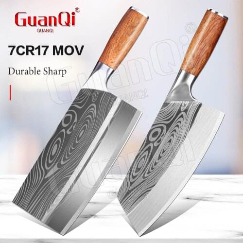 Damascus Laser Pattern Chef Knife Sharp Kitchen Knife Cleaver Slicing Knife Meat Chopping Knife Stainless Steel Vegetable Cutter