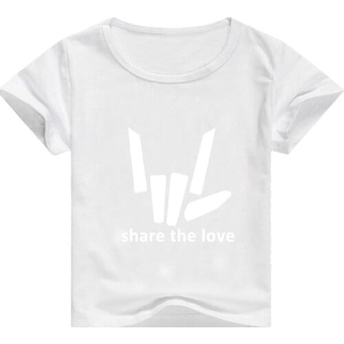 New Fashion Summer Kids Share The Love Print Childrens Tees Boys Short Sleeves T-shirts Girls Street Soft Tops Tshirts Costumes