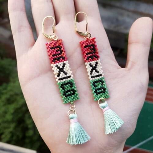 FAIRYWOO Boho MEXICO Letter Statement Drop Earrings Jewelry Gold Long Tassel Miyuki Earrings Handmade Woman Pendientes Earring