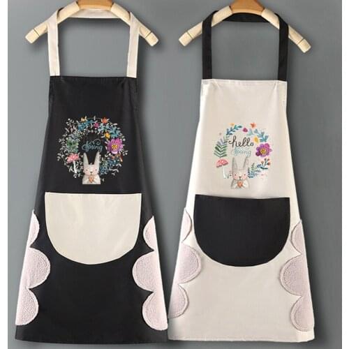 Cartoon Apron Waterproof Design Kitchen Wipeable Wreath Oil Proof Cartoon Women Baking Cooking Dinner Cleaning Accessories Tool