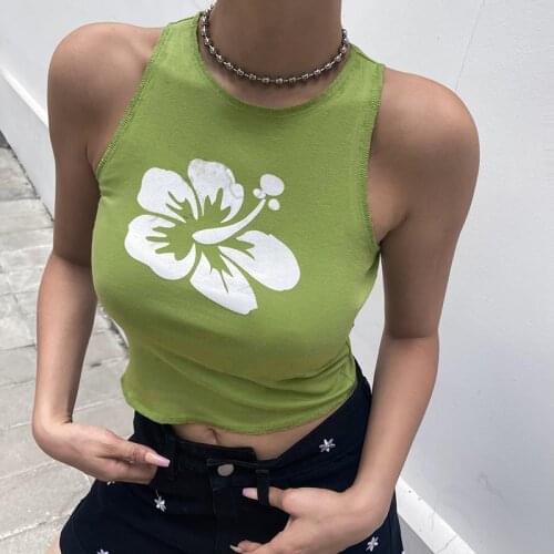 Harajuku Gothic Floral Print T Shirt Women Y2K Aesthetic Corset Tops Sexy Seeveless O Neck Tshirt Summer Cute Crop Top T-shirts