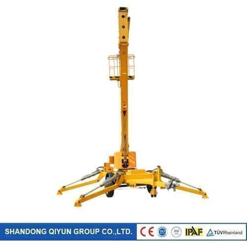 Qiyun 8m Loading Weight 200kg Hydraulic Trailer Mounted Boom Lift for Aerial Working Approved by CE ISO