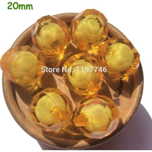 Mustard Yellow Transparent Faceted Acrylic Beads Acrylic Round Chunky Faceted Beads For DIY Bracelet Jewelry Making 20mm 110pcs