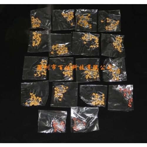360pcs 18 kinds × 20pcs 5pF ~ 820pF 50v ceramic capacitor plug-in monolithic capacitor packets