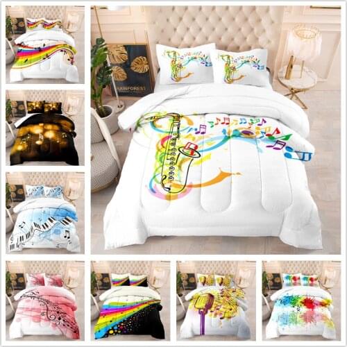Musical Note Bedding set 2/3pcs Fashionable Psychedelic Quilt Cover With Pillowcase Soft Microfiber Duvet Covers Drop Shipping