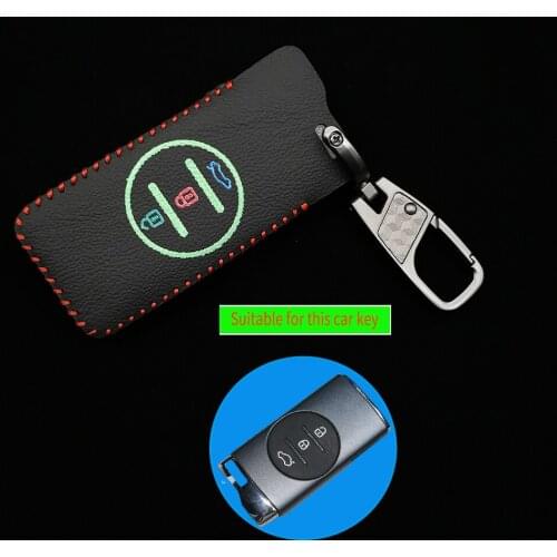 Leather Car Key Cover Case For Chery Tiggo 8 Arrizo 5 Pro Gx 5x Eq7 Chery Tiggo 7Pro 2020 3 Button Smart Remote Box Accessories