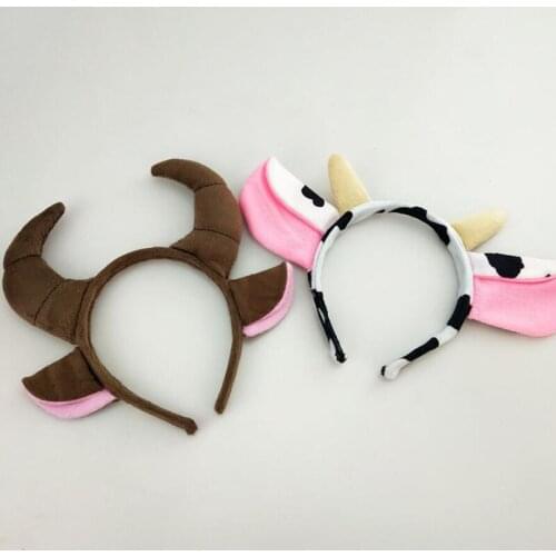 2Colors Beautiful Cow Milk Horn Ear Halloween Cosplay Cute Ear Anime Party Costume Party Props Headwear Headband Anime Hair Hoop