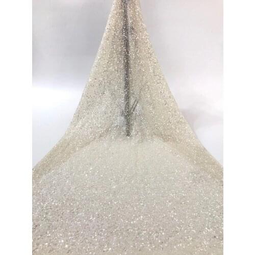 L-2188821 glitter with sequins French Net Tulle Lace Fabric Embroidery Mesh Good Quality Tulle Lace Fabrics For wedding