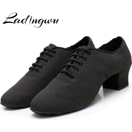 Ladingwu New Style Brand New Modern Mens Boys Ballroom Tango Latin Dance Shoes Black Man Canvas Dance Shoes Man