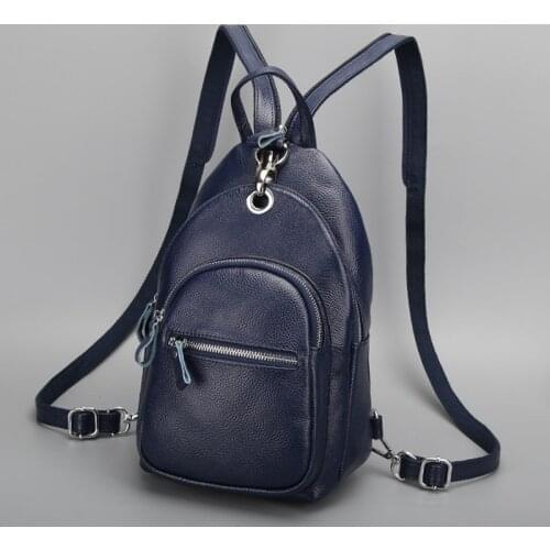 Fashion Genuine Leather Backpacks Women Shoulder Bag Travel Ladies Backpack School Bags For Girls Casual Female Sling Chest Bag