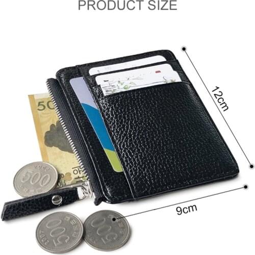 Men Wallet Solid Color Textured PU Zipper Card Holder Mini Coin Purse C66