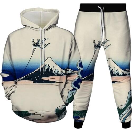 Autumn Tracksuit men 2021 Natural Landscape Alpine Digital Printing 3D Printing Hoodie + Pants Casual Large Size Sportswear