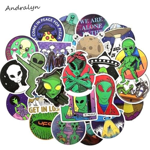 50Pcs/Set Alien Decal Stickers UFO Cartoon Graffiti Stickers For DIY Luggage Laptop Refrigerator Motorcycle Car Pegatinas