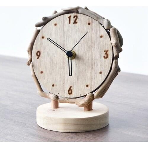 Log desk clock table clock living room home simple clock ornaments desktop mute creative desk clock