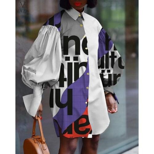 VAZN New 2021 Plus Size Summer Boho Special Design Sexy O-neck Full Sleeve Mini Dresses Clothing Sexy Shinny Young Lady Dress