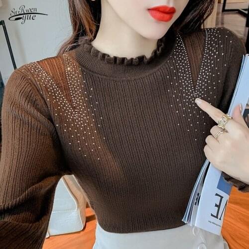 2021 new chiffon top sweater net yarn loose and thin bottoming shirt women long-sleeved T-shirt temperament thin sweater 16507