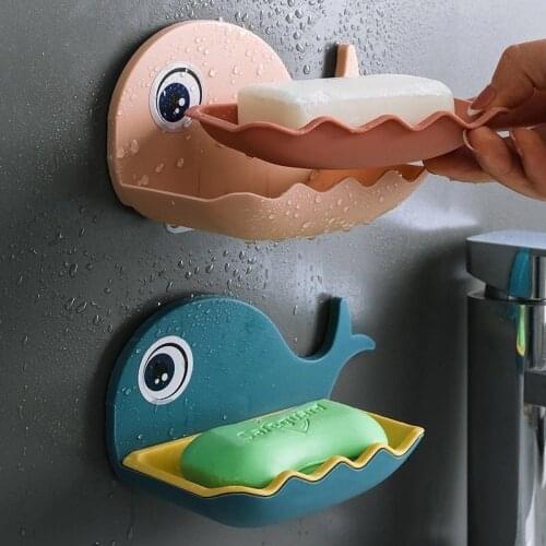 NEW Storage Shelf Soap Box Whale Umbrella Hook Key Towel Holder Hanger Drain Rack Wall Mount Stickers Organizer Bathroom Gadget